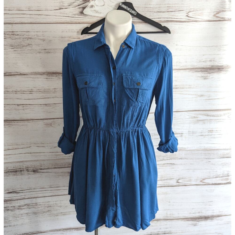 Maeve Blue Button Down Shirt Dress sz x-small